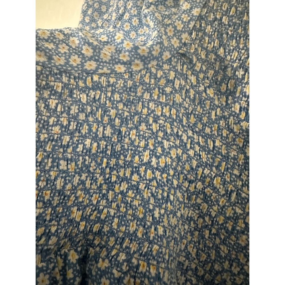 Dip Womens XL Blue Daisy Floral Smocked Peplum Top Cottagecore Coquette Milkmaid - Picture 11 of 13